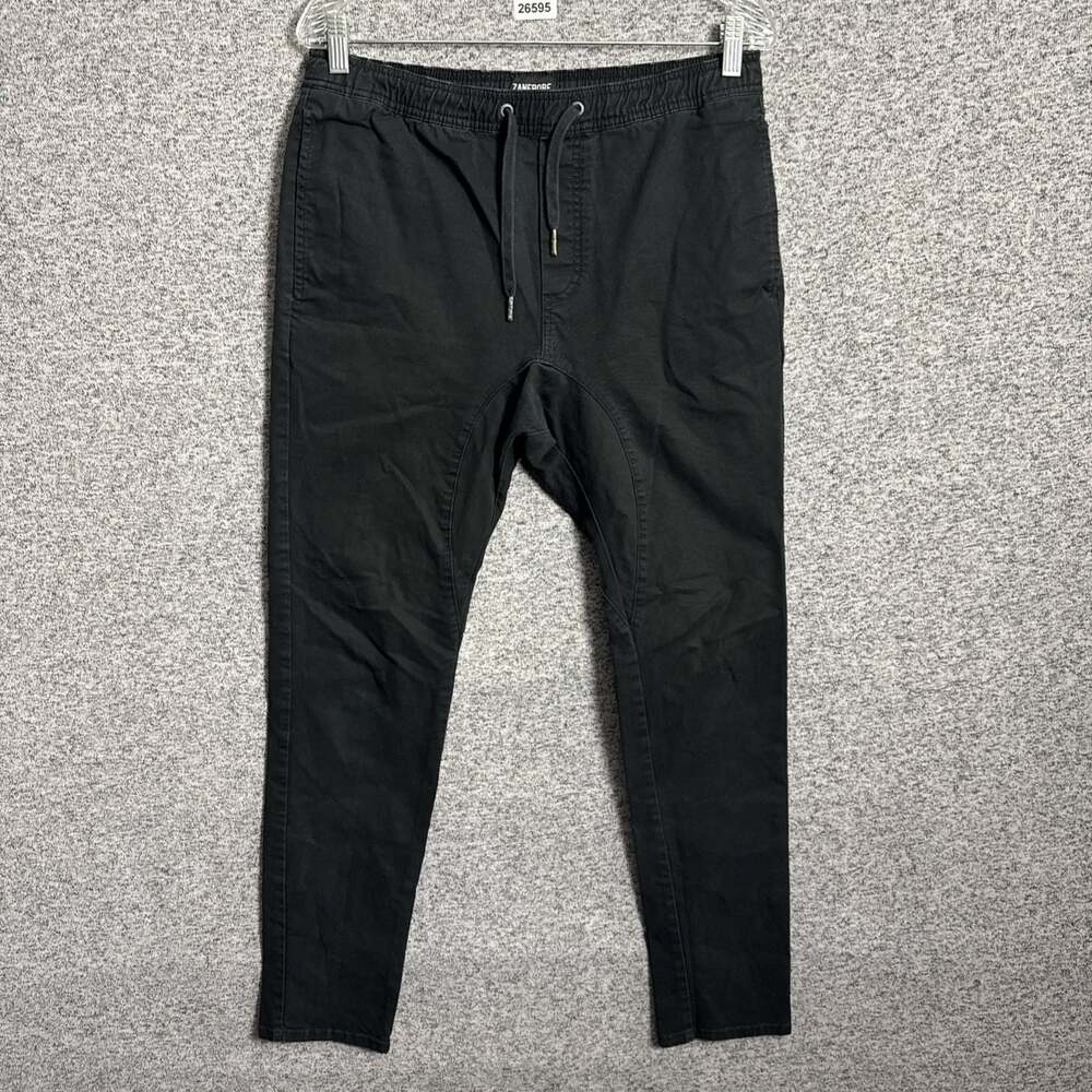 Zanerobe Men's 32 Black Cotton Drawstring Pants With Pockets
